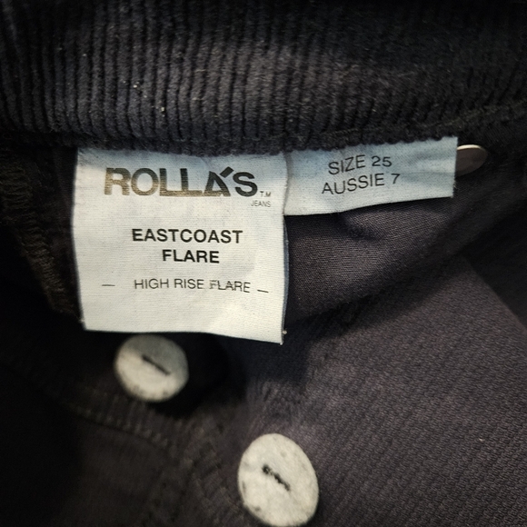 ROLLA'S High Rise EastCoast Flare Corduroy Pants Size 25 Navy - Picture 6 of 6